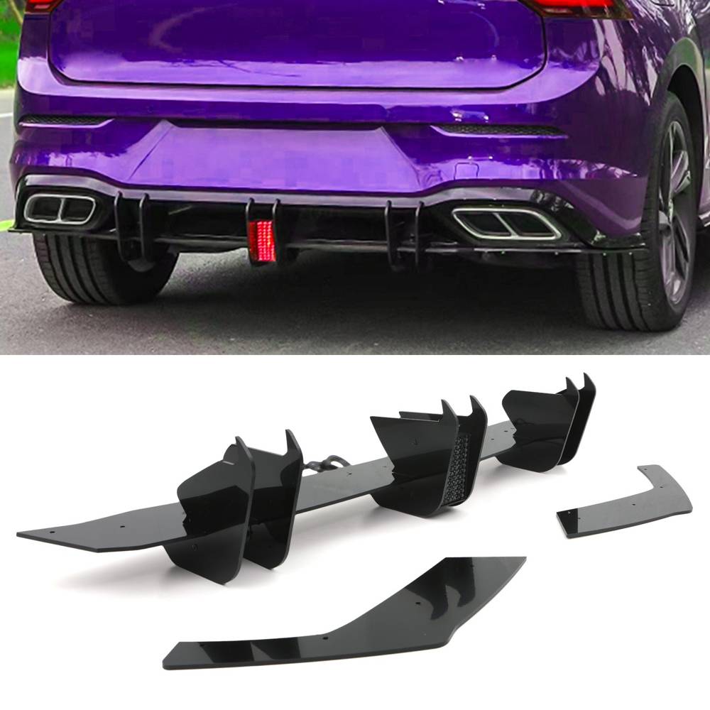 Rear Blade Diffuser with Rain Light Gloss Black – Volkswagen Golf R & R ...